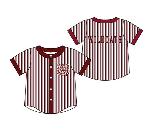 Custom moq 5 mix size milk silk summer teams Red Striped Short-Sleeved Button-Down Shirt for Baby Boy Outfit