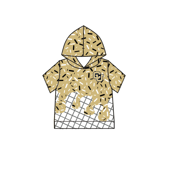 Custom moq 5 mix size milk silk summer teams Camo Hooded Short Sleeve Top Shorts Set Ice Cream Drips Hooded Top with Matching Shorts For Baby