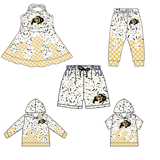Custom summer teams baby girls clothes team white hooded long sleeve tops and short sleeve top and dress and pants and shorts-25.6.3
