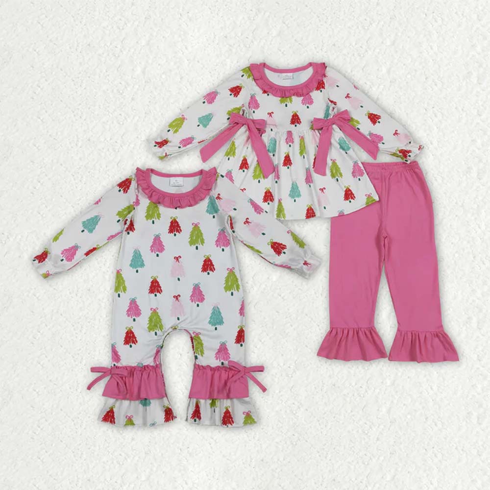 RTS NO MOQ Sibling Baby girl clothes Christmas long-sleeved trousers suit & romper