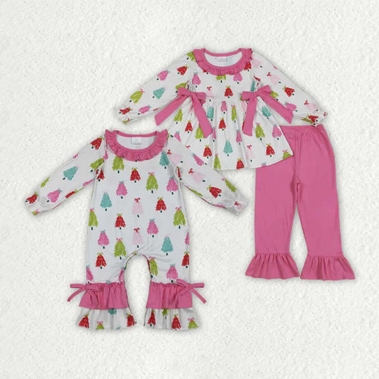 RTS NO MOQ Sibling Baby girl clothes Christmas long-sleeved trousers suit & romper