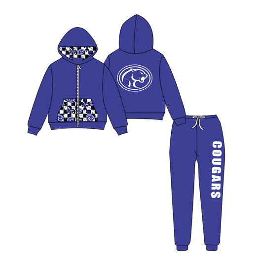Custom moq 5 mix size eta 6-8weeks milk silk summer teams blue baby girl clothes hooded long sleeve pants sets-25.9.11
