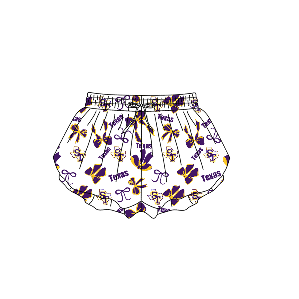 custom moq 5 mix size MSD072301 Baby Girls Bows Summer Print Yoga Shorts Casual Active Bottoms