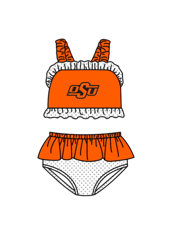 Custom moq 5 mix size milk silk summer teams baby girl boys clothes Orange Two-Piece Swimsuit Set One Piece Swimsuits boy swim trunks