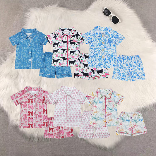 RTS NO MOQ Sibling baby Girls Boys shorts sleeve Clothes pajamas Sets