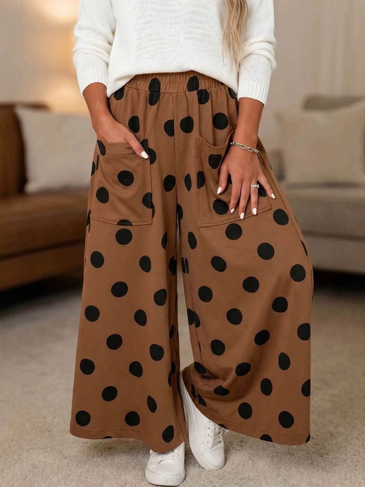 custom moq 5 mix size MYMSWN0108 Baby Kids Polka Dot Wide Leg Pants Pockets Casual Trousers