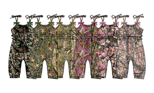 2.26 Custom moq 5 mix size Sibling Baby Girls Dead Leaf Camouflage Sleeveless Jumpsuit  Baby Girl Outfit for Summer