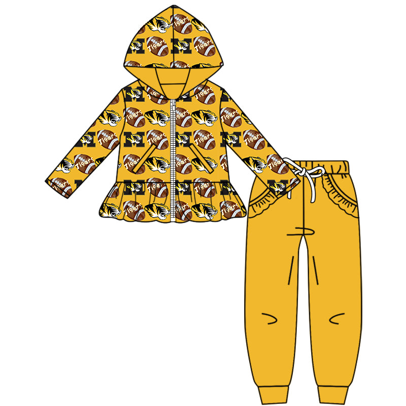Custom moq 5 mix size milk silk summer teams baby girls clothes yellow hooded long sleeve pants sets and boy sets and dress and pant-25.8.21