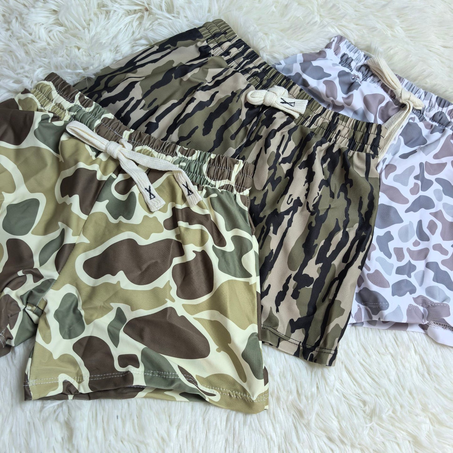 RTS NO MOQ Sibling Baby Boys Summer Camo Casual Swim Trunks