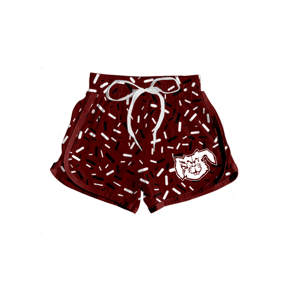 Custom moq 5 mix size milk silk baby girls clothes team brick red hooded long sleeve tops and skirt and dress and shorts 1 and shorts 2-25.7.2