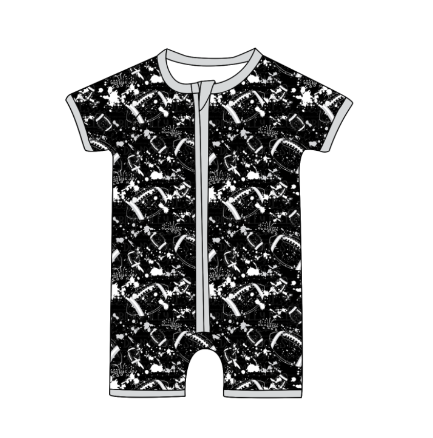 Custom moq 5 mix size milk silk summer teams Baby Football Short Sleeve Zipper  Romper