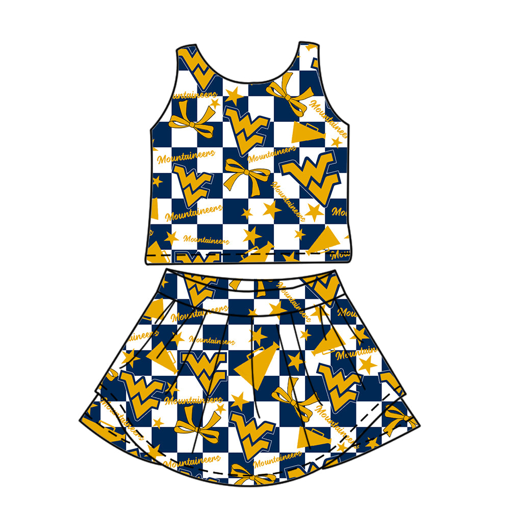 Custom moq 5 mix size milk silk summer teams baby girls clothes team bow yellow sleeveless skirts sets and dress 1 and dress 2 and dress 3-25.6.30