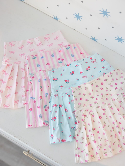 (Pre Order) No moq yoga fabric Baby Girls Cute Bows Polka Dots Pleated Skirt Shorts Bottom