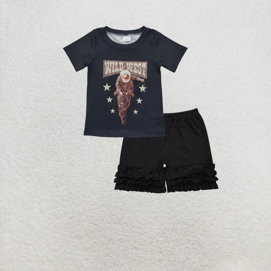 RTS NO MOQ GT0152+A16-3 Baby Girls West Rodeo Western Shirts Tee Shirts Tops Set