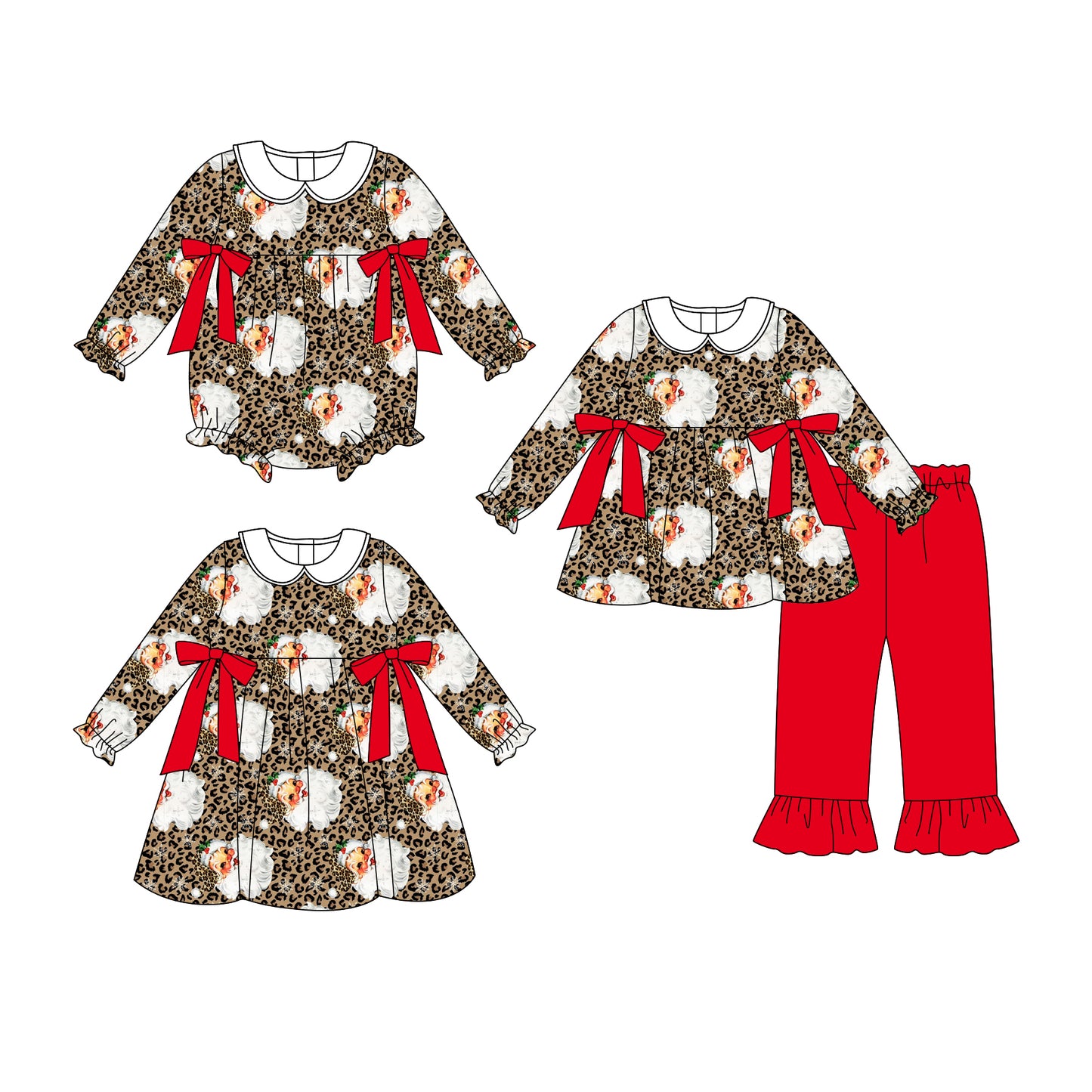 25.7.31 custom each style moq 5eta 4-6week Sibling Sisters Christmas baby girl long sleeve pants sets and dress and rompers match family design