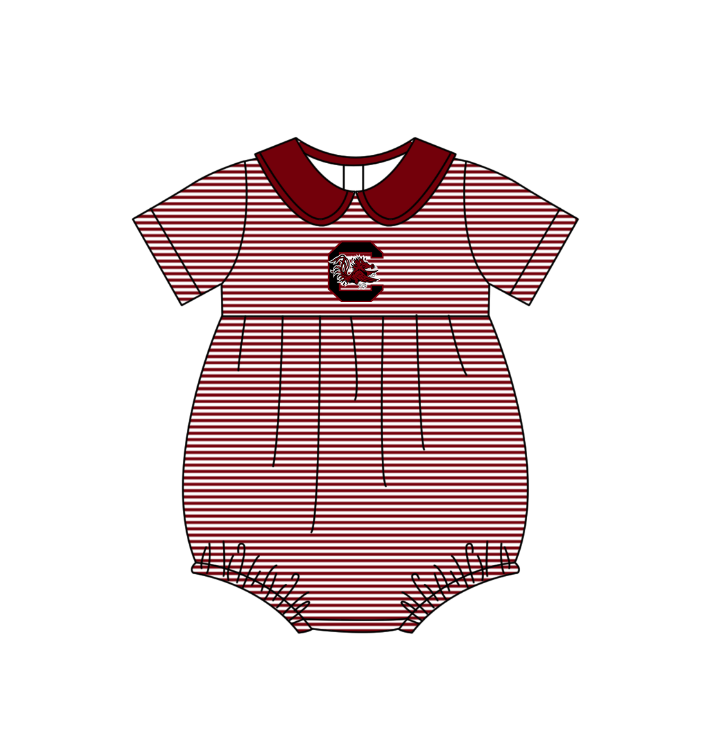 Custom moq 5 mix size milk silk summer teams Baby Boys And Girls Dark Red Short-Sleeved Shirt And Shorts Set Matching Striped Rompers Outfit Set