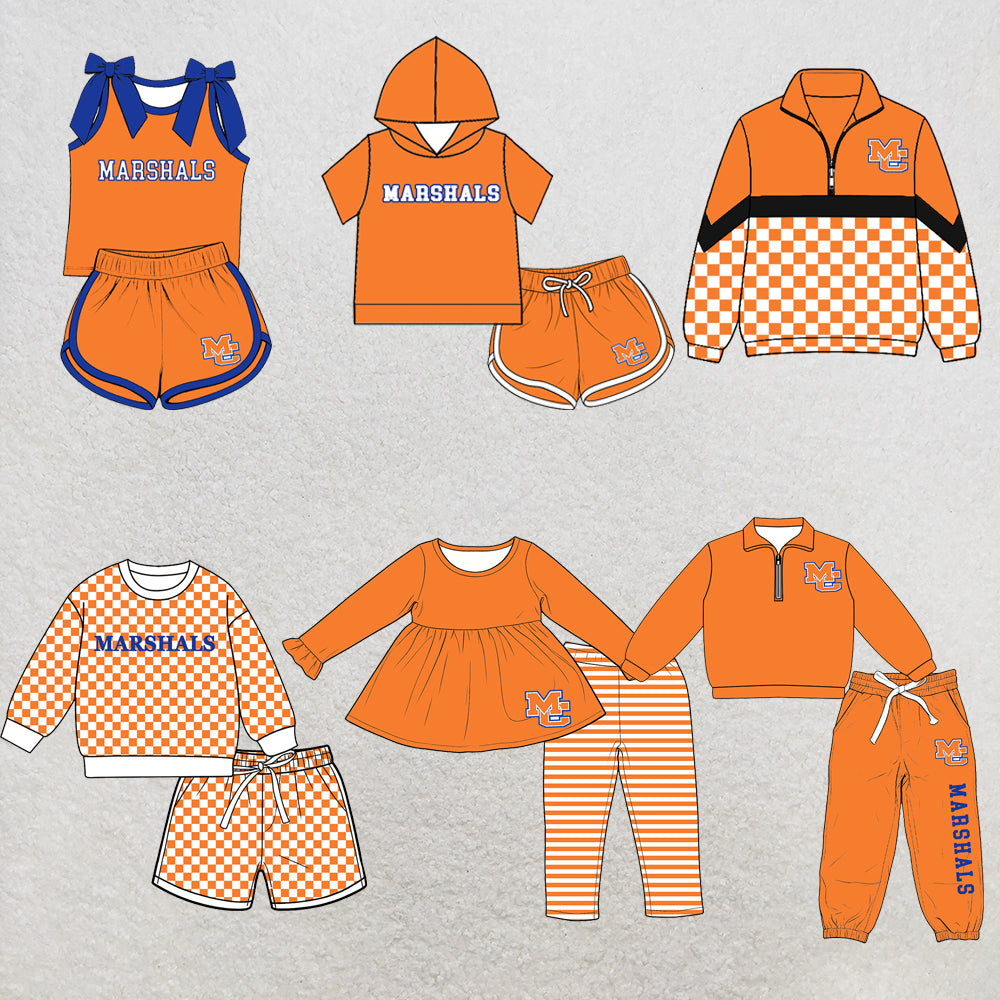 custom moq 5 mix size XY070402 Baby Kids Orange Top And Pants Casual Fashion Outfit Set
