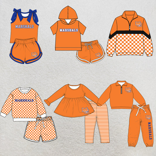 custom moq 5 mix size XY070402 Baby Kids Orange Top And Pants Casual Fashion Outfit Set