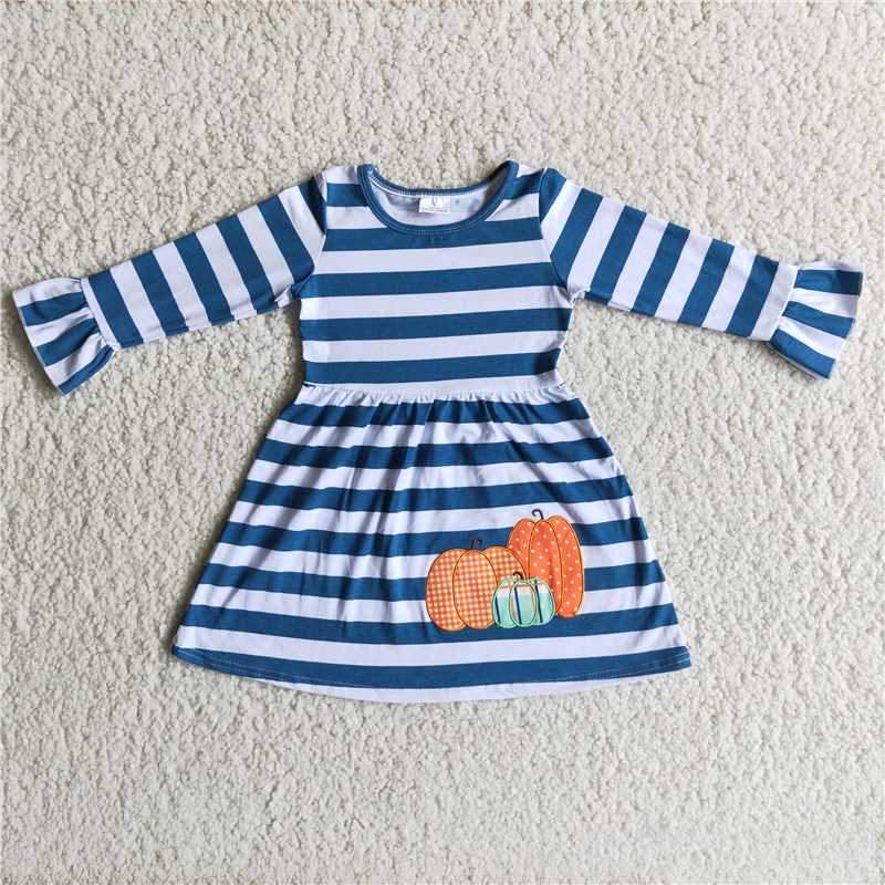 RTS Pumpkin Embroidery Striped Pajama Skirt Top Set Matching