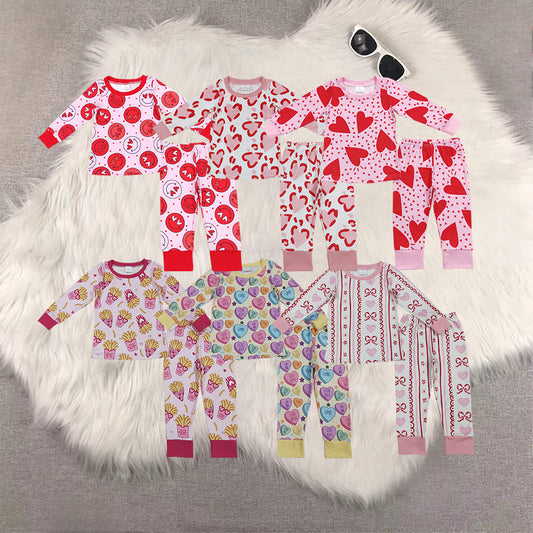 RTS NO MOQ Sibling Baby girls Clothes Valentine long-sleeved pants sets