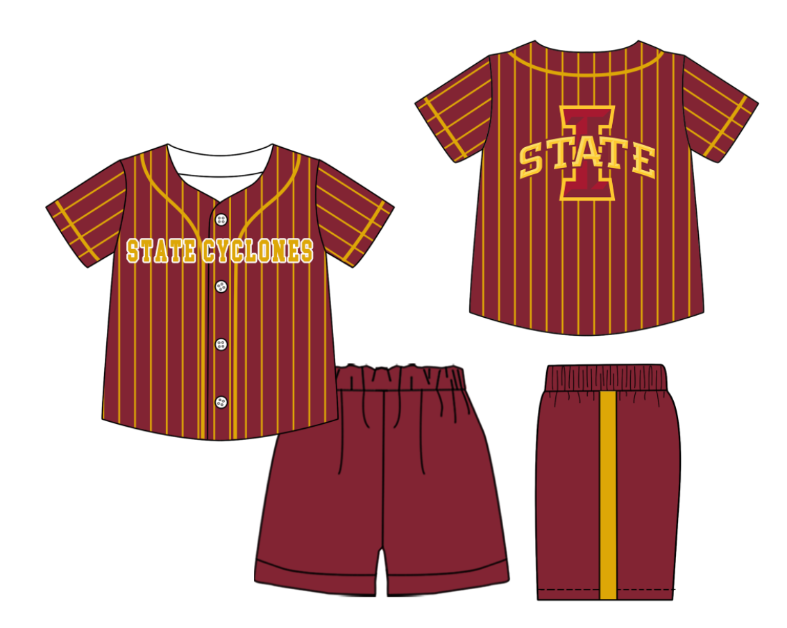 Custom moq 3 or 5 mix size milk silk summer teams baby boy clothes dark red short sleeve shorts sets-26.1.20