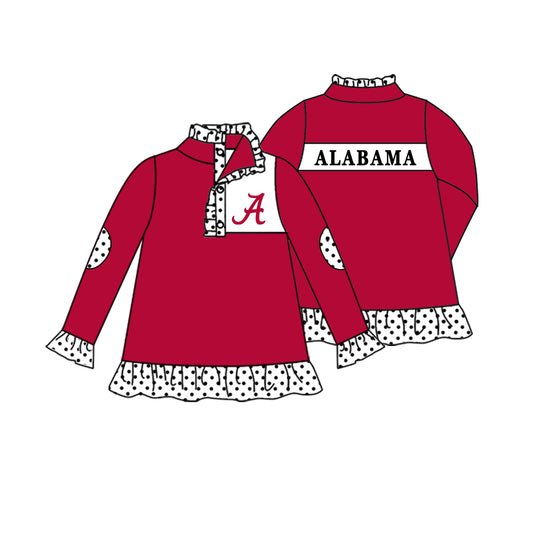 Custom moq 5 mix size milk silk summer teams baby girls boy clothes red long sleeve top 2-25.8.27