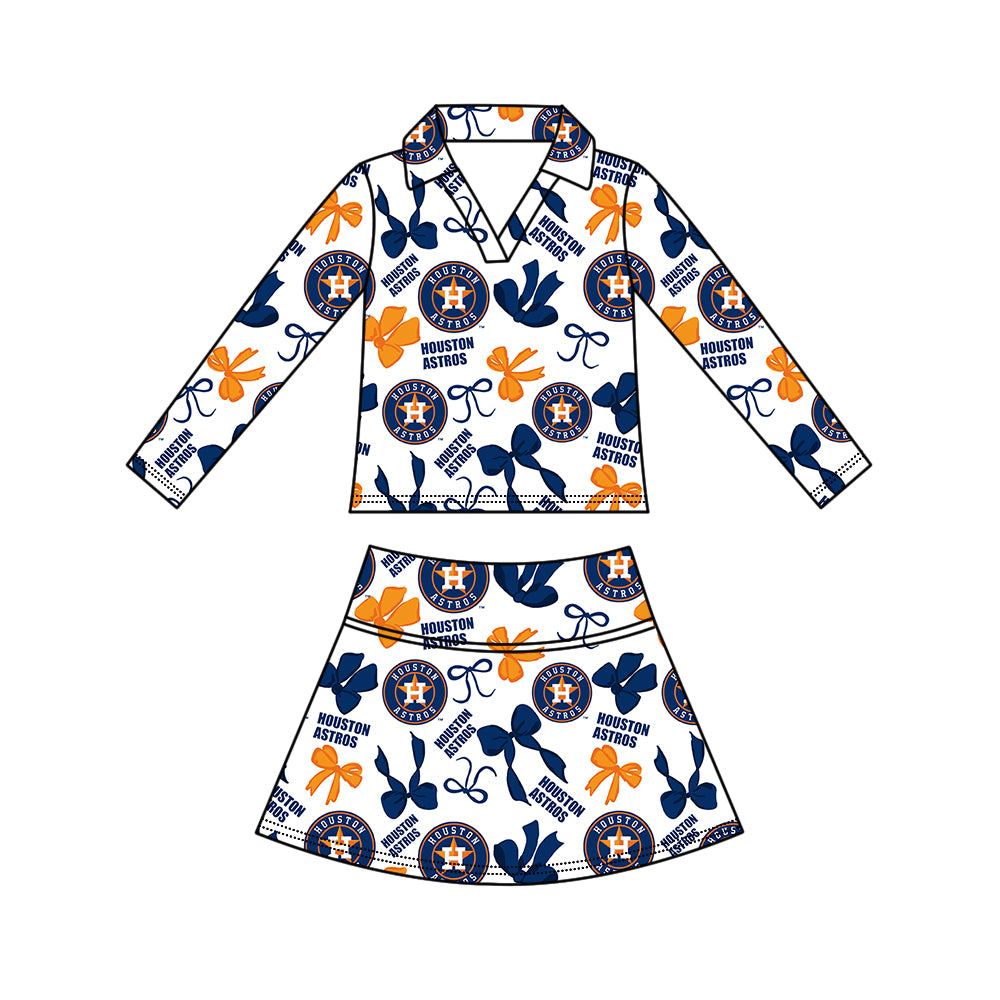 Custom moq 5 mix size milk silk summer teams Navy Blue Girls Polka Dot Top Shorts Set Top Skirt Short Set Zipper Pullover Jogger Pants Set Pullover Tops