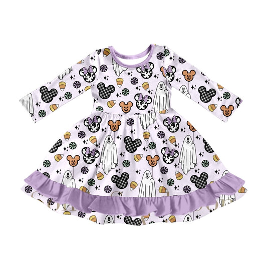 8.3  custom each style moq 5eta 4-6week baby girls clothes pumpkin purple long sleeve dress
