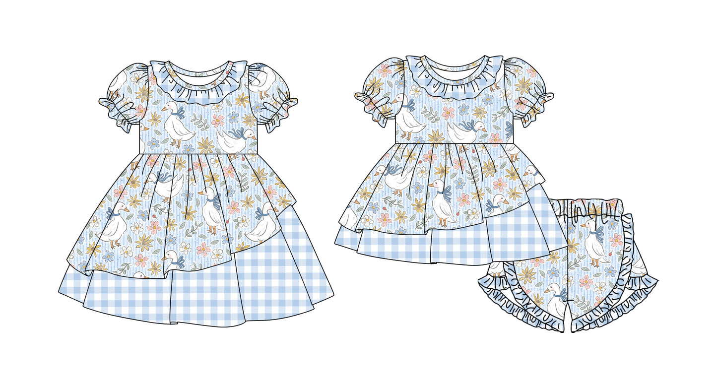 26.1.10 custom each style moq 5 eta 6-8week Sibling Sister floral baby short sleeve shorts sets and dress match design