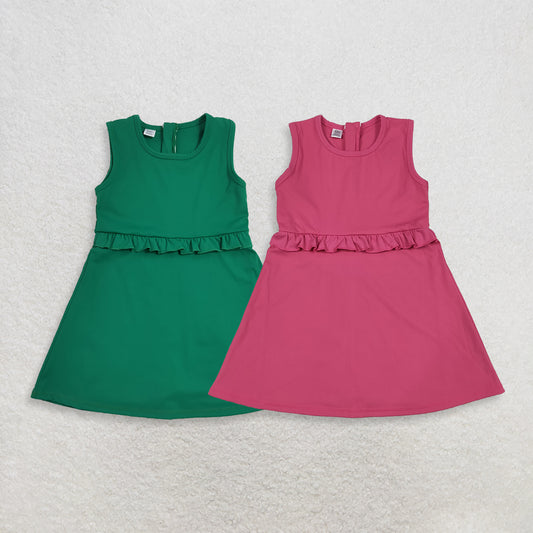 RTS NO MOQ Sibling yoga fabric cotton Baby Girls Sleeveless Shorts Yoga Active Knee Length Casual Dresses