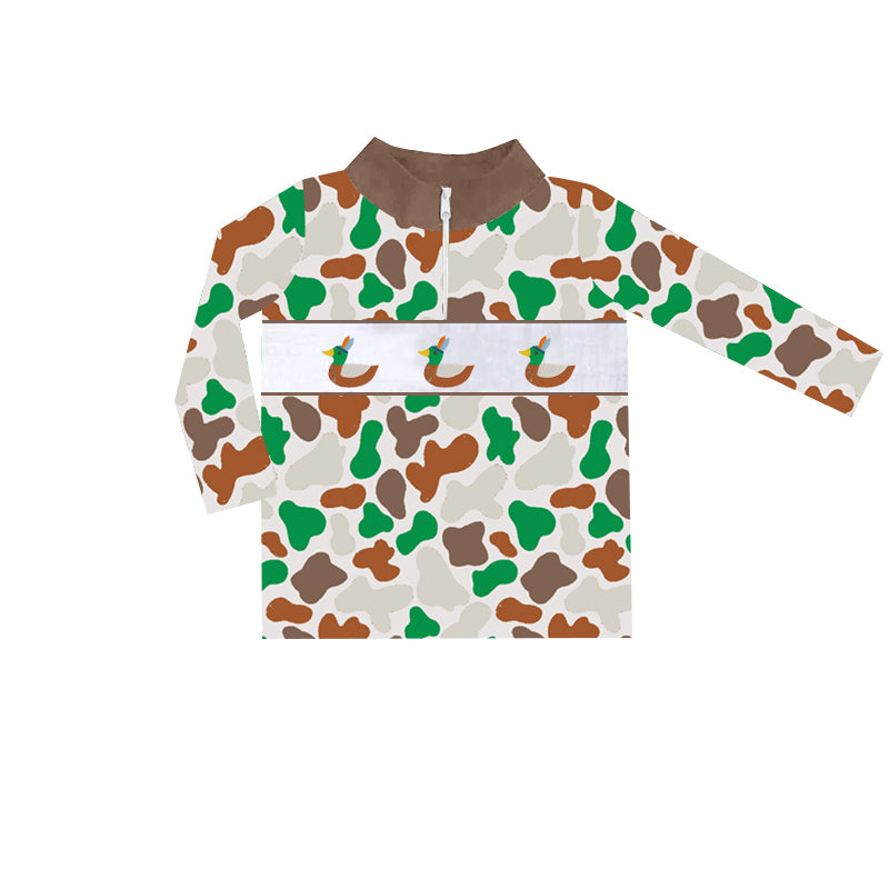 9.13 custom each style moq 5 eta 4-6week baby boys clothes duck camouflage long sleeve top
