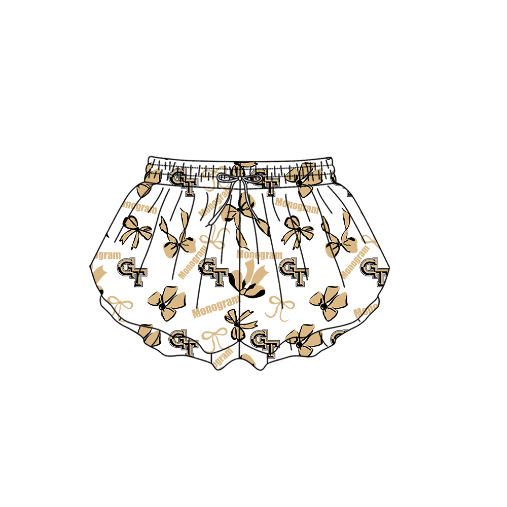custom moq 5 mix size MSD072701 Baby Girls Bows Summer Print Yoga Shorts Casual Bottoms