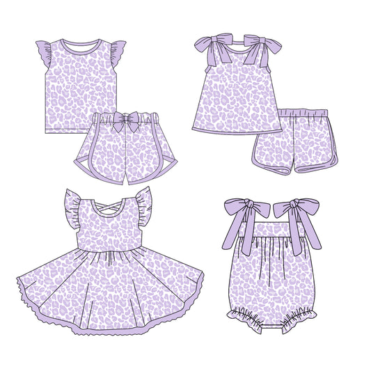 3.13 custom each style moq 5eta 4-6week Sibling Sister leopard baby girls short sleeve set and set 2 and dress and romper match design