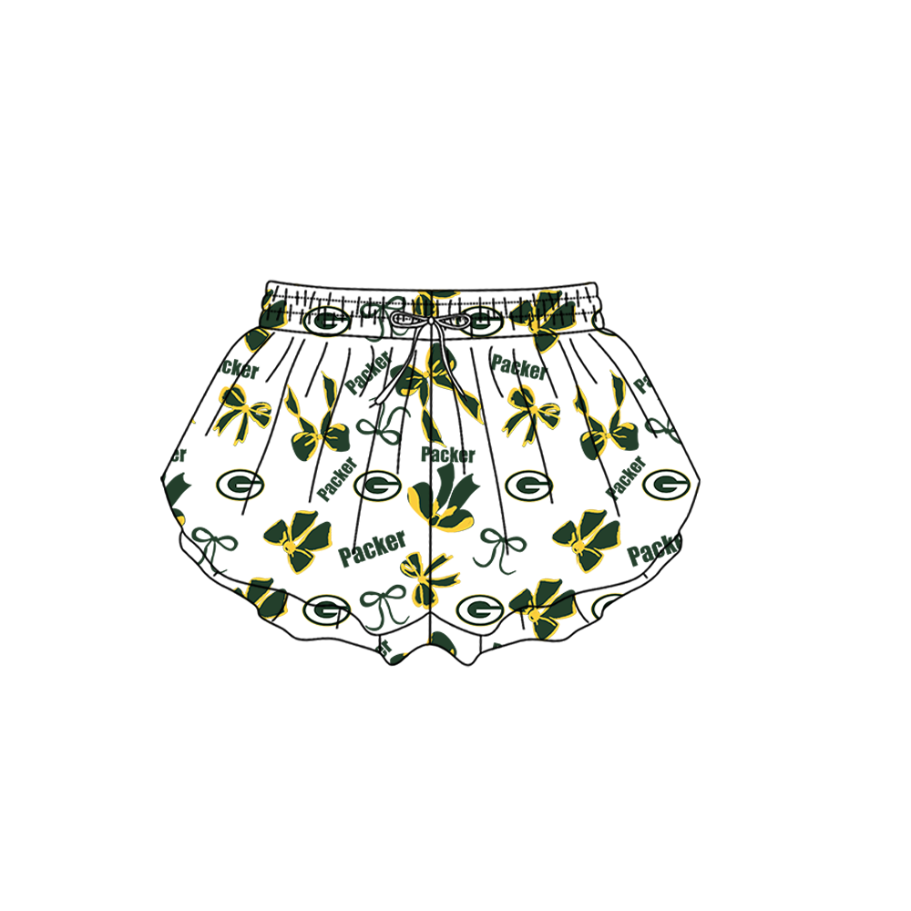 custom moq 5 mix size MSD072401 Baby Girls Bows Summer Print White Yoga Shorts Casual Active Bottoms