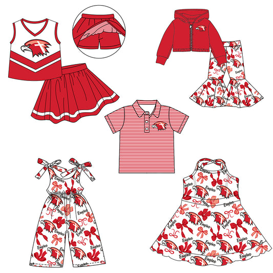 Custom moq 5 mix size milk silk summer teams baby girls clothes bow red hooded long sleeve pants sets and skirts sets and dress and jumpsuit and top-25.7.29
