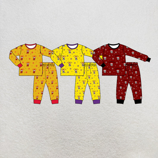 custom moq 5 mix size MSD082402 Baby Kids Christmas Letter Print Long Sleeve Top Jogger Pant Pajama Team Set