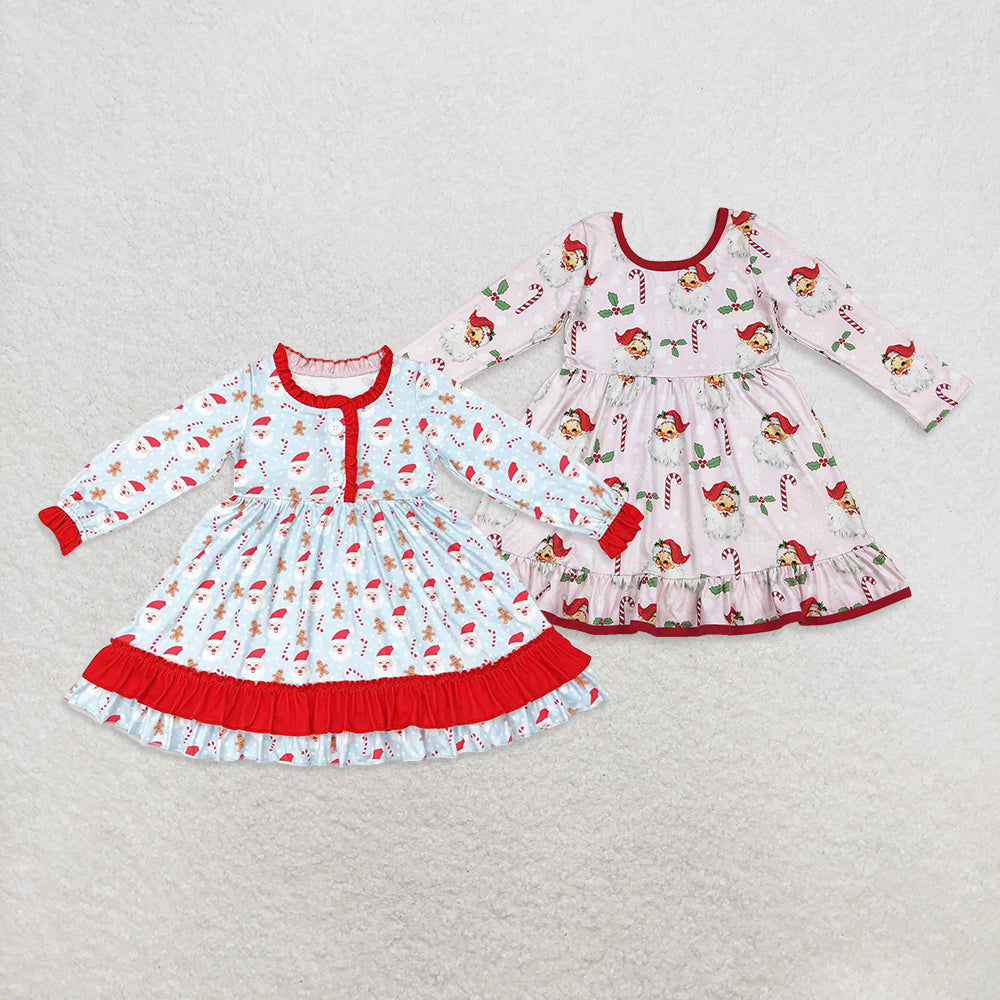 12/18m-7/8t RTS NO MOQ Sibling baby girl clothes Christmas trees long sleeve dresses