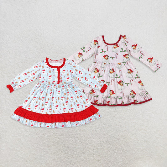 12/18m-7/8t RTS NO MOQ Sibling baby girl clothes Christmas trees long sleeve dresses