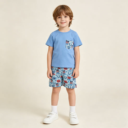 RTS NO MOQ BSSO1829 milk silk Baby Boys Pocket Shirts Stars Hats Boots Short Western Sets