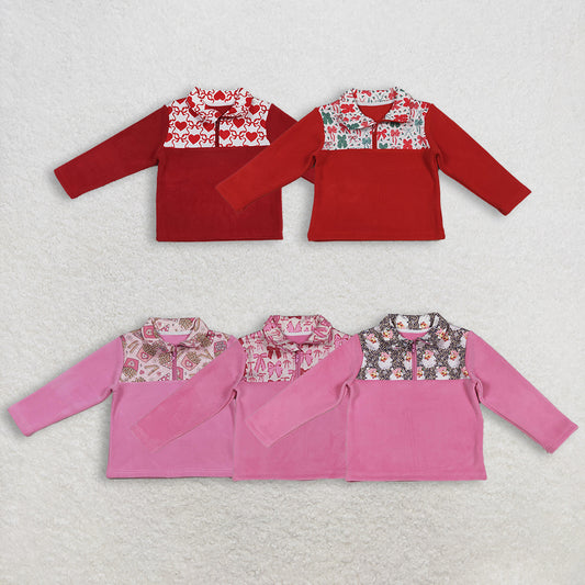 RTS NO MOQ Sibling Baby girl clothes plush zip-up long-sleeved topa fleece