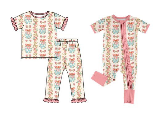 25.9.13 custom each style moq 5eta 6-8week Sibling Sisters easter bow floral baby girl clothes short sleeve pants sets and romper match family design