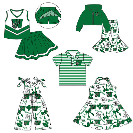 Custom moq 5 mix size milk silk summer teams baby girls clothes bow green hooded long sleeve pants sets and skirts sets and dress and jumpsuit and top-25.8.1