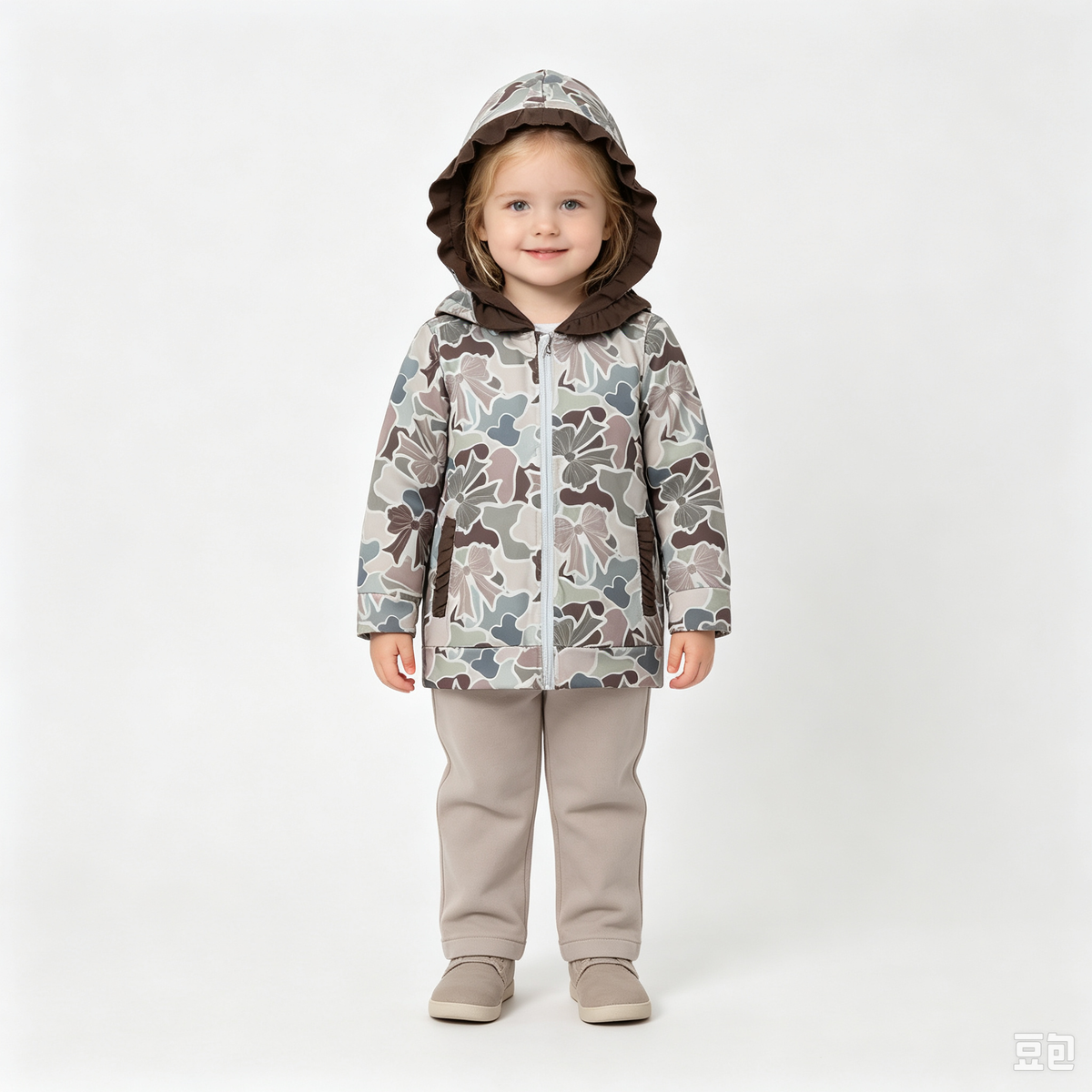 RTS NO MOQ Sibling milk silk Baby Kids Light Duck Camo Full Zip Hooded Jacket