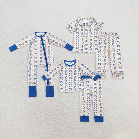 RTS NO MOQ Sibling Baby girl clothes bow long-sleeved trousers suit & romper