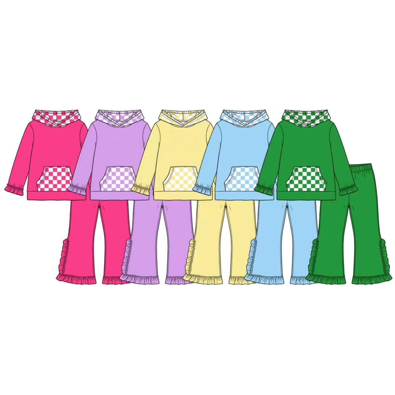 (Preorder new) No moq Baby Girls Solid Color Ruffle Flare Pants Bottom Cute Fall Winter Casual Trousers