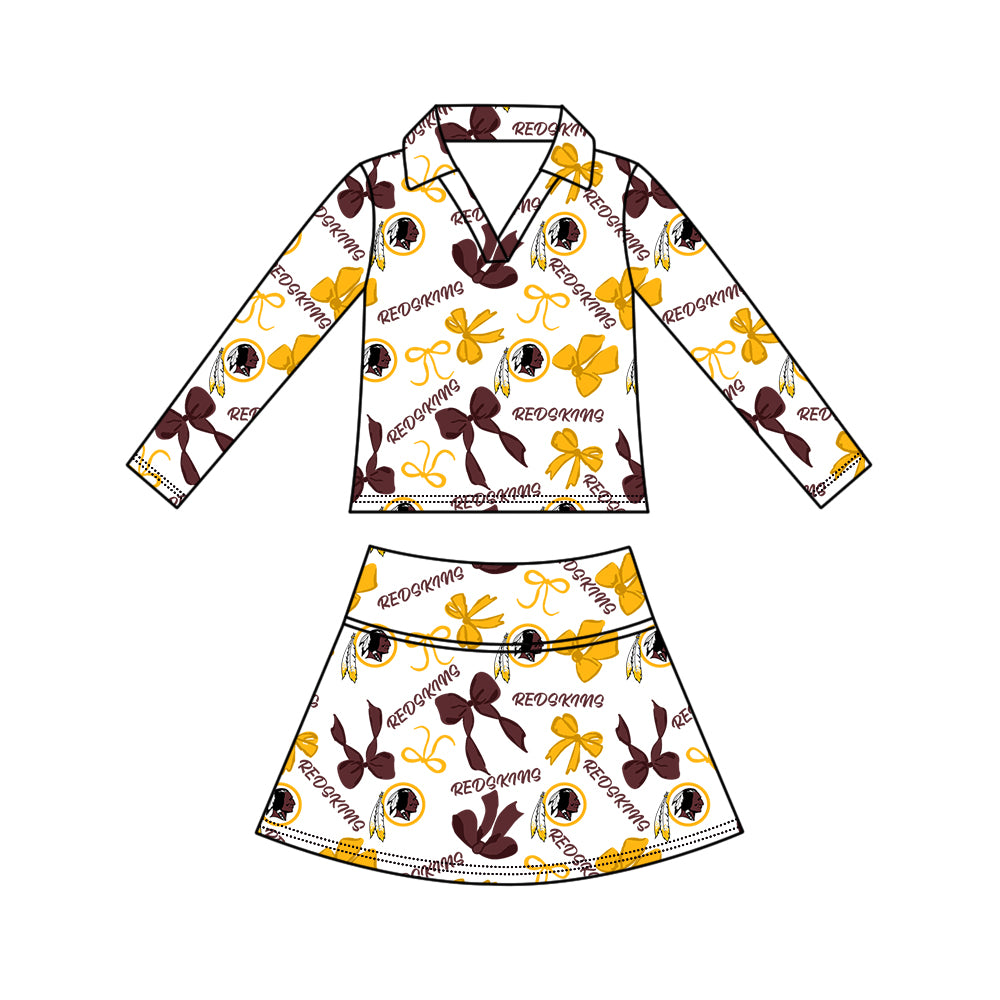 Custom moq 5 mix size milk silk summer teams Girls Polka Dot Top Shorts Set Top Skirt Short Set Zipper Pullover Jogger Pants Set Yellow Pullover Tops