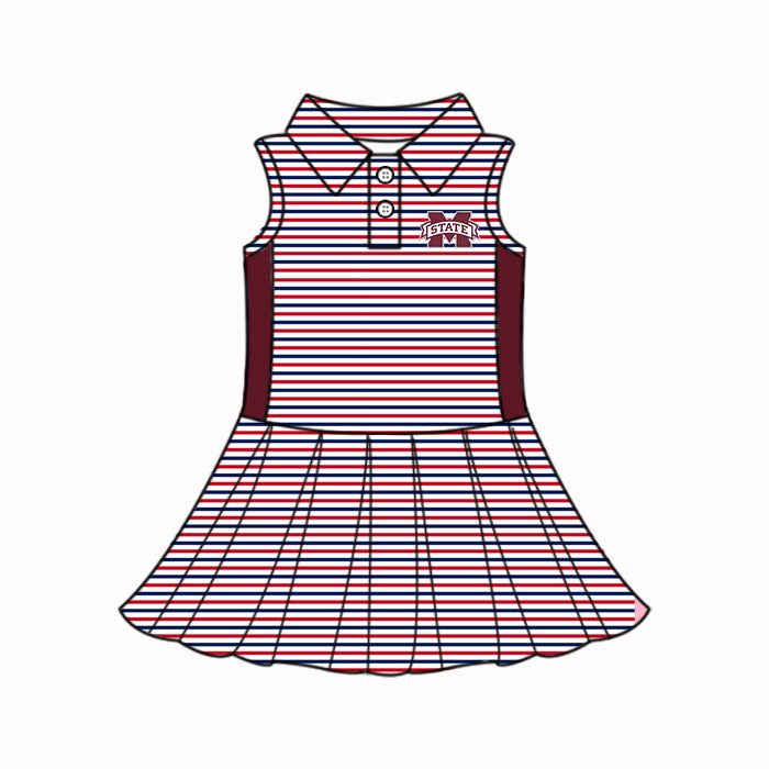 Custom summer teams baby girls clothes team brick red sets dress top-25.5.5
