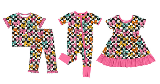 25.10.16 custom each style moq 5 eta 6-8week Sibling Sisters bow baby girl short sleeve pants sets and dress and rompers match family design