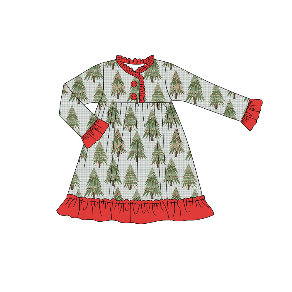 6.5 custom each style moq 5eta 4-6week Sibling Sister Christmas trees baby boys pajamas outfits and dress and baby romper match family design