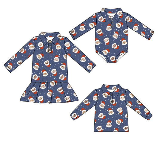 25.7.8 custom each style moq 5eta 4-6week Sibling Sisters Christmas baby girls long sleeve dress and top and romper match family design
